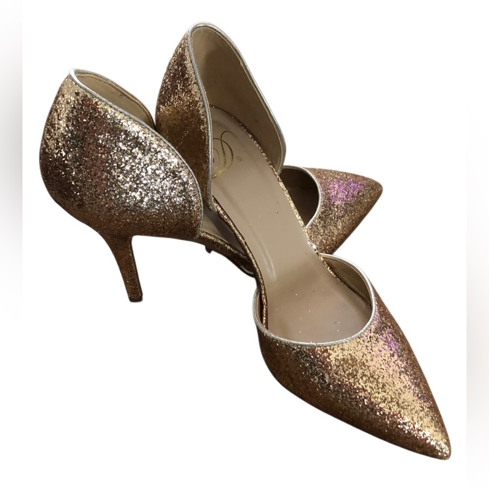 D'Orsay Gold Glitter Heels with Kitten Heel Sz 7.5 NWOT - Picture 3 of 5